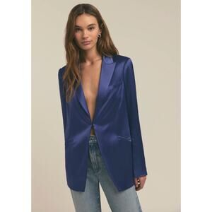 Favorite Daughter The Satin Blazer Navy Venetian Blue Medium